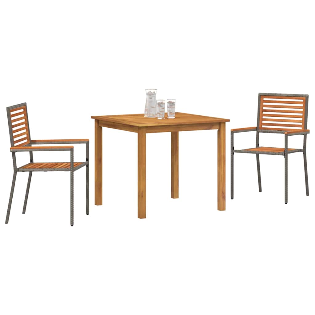Garden Dining Set 3 pcs Grey Poly rattan