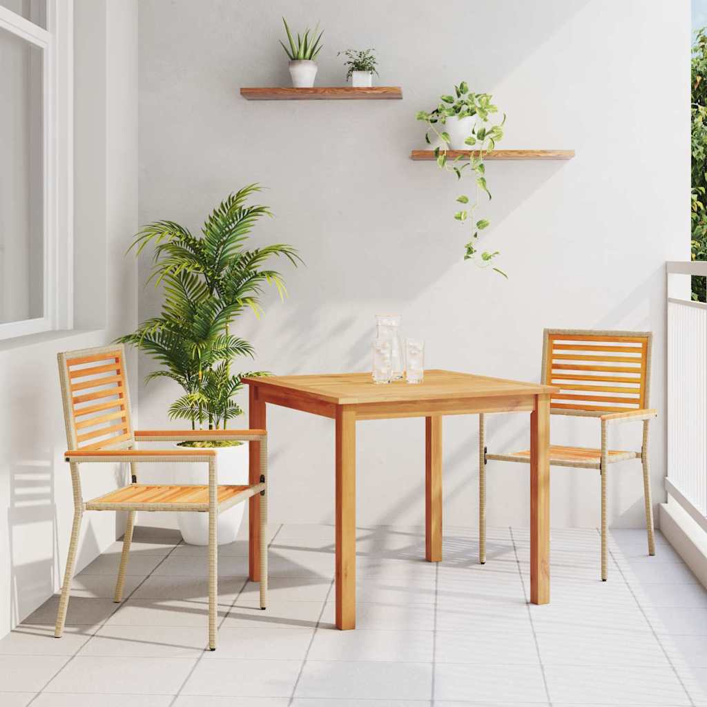 Garden Dining Set 3 pcs Beige Poly rattan