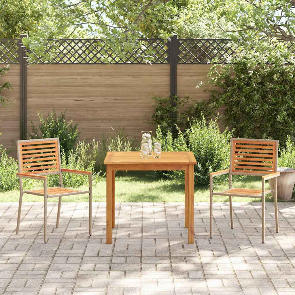 Garden Dining Set 3 pcs Beige Poly rattan