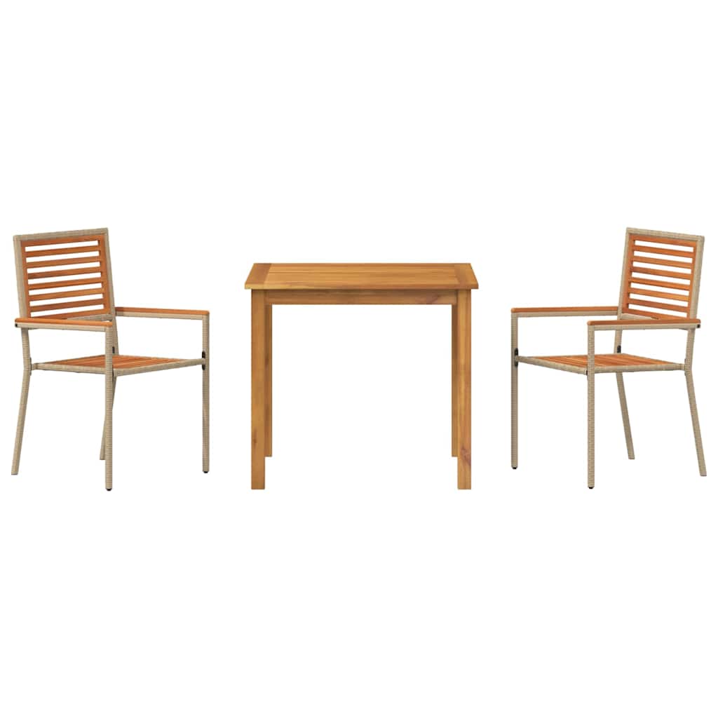 Garden Dining Set 3 pcs Beige Poly rattan