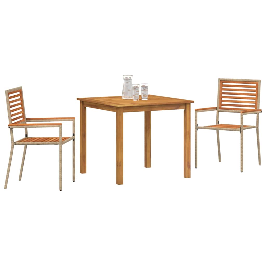 Garden Dining Set 3 pcs Beige Poly rattan