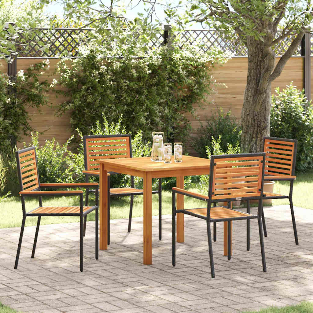 Garden Dining Set 5 pcs Black Poly rattan