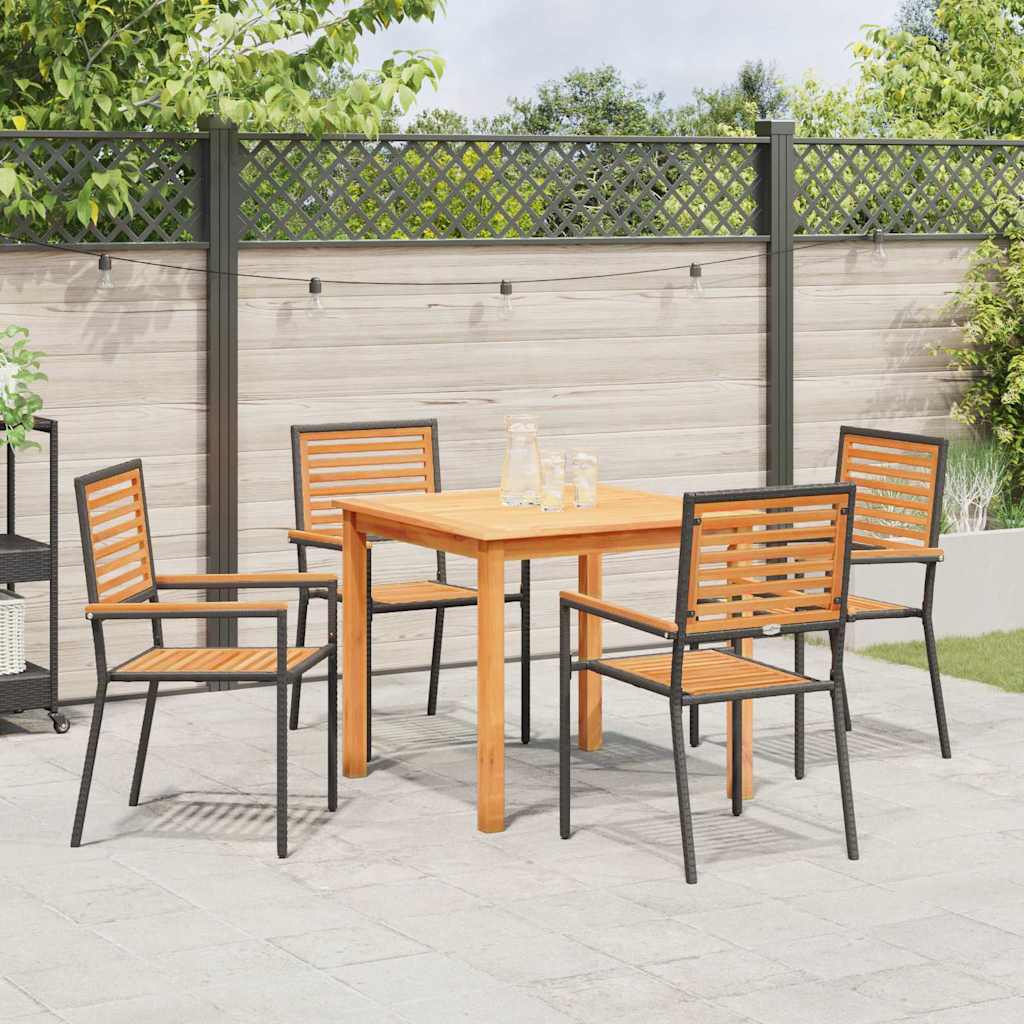 Garden Dining Set 5 pcs Black Poly rattan