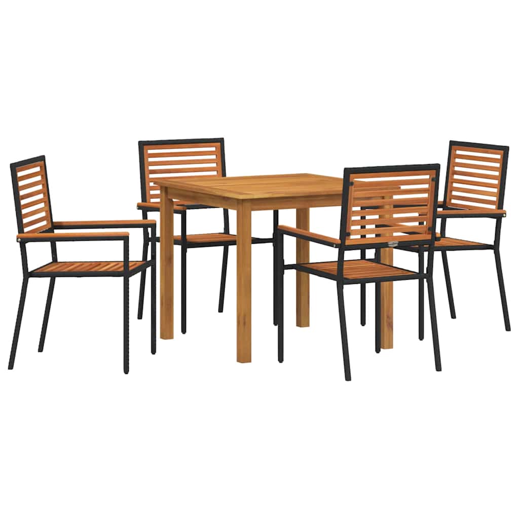Garden Dining Set 5 pcs Black Poly rattan