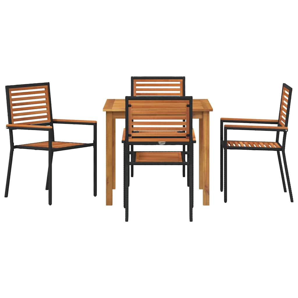 Garden Dining Set 5 pcs Black Poly rattan