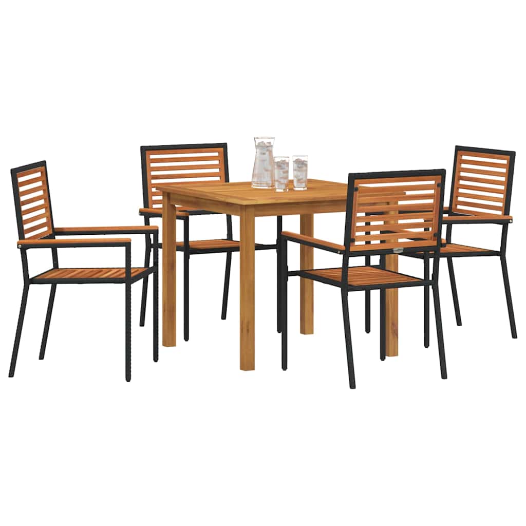Garden Dining Set 5 pcs Black Poly rattan