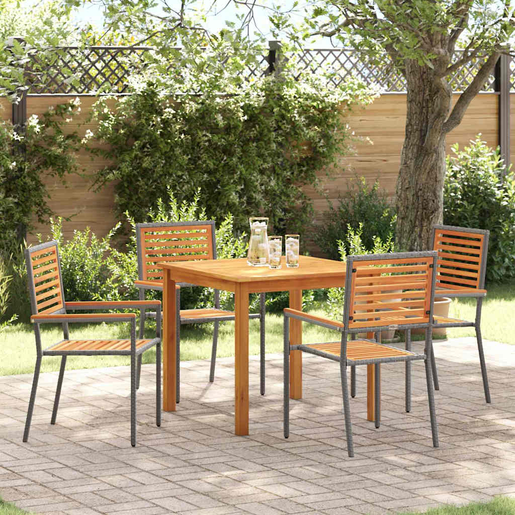 Garden Dining Set 5 pcs Grey Poly rattan