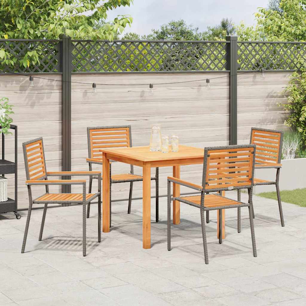 Garden Dining Set 5 pcs Grey Poly rattan