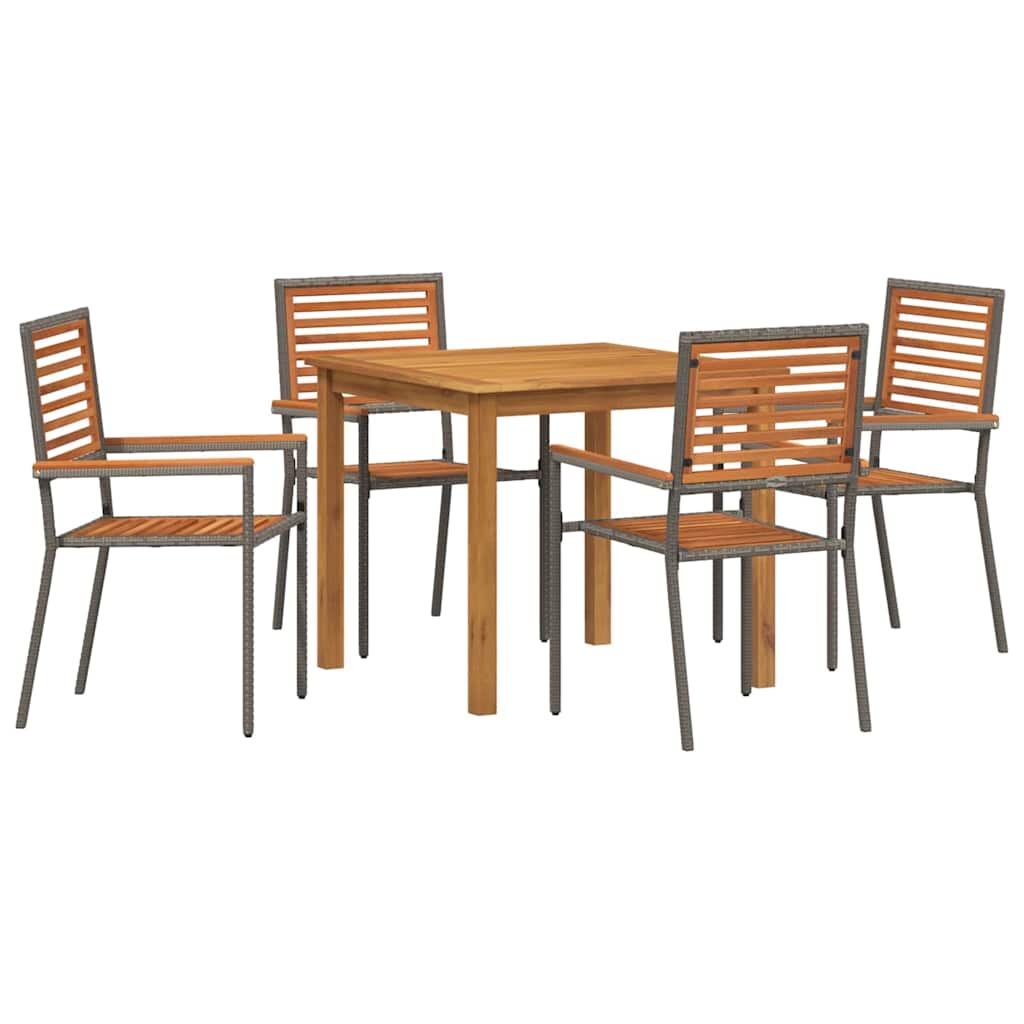 Garden Dining Set 5 pcs Grey Poly rattan
