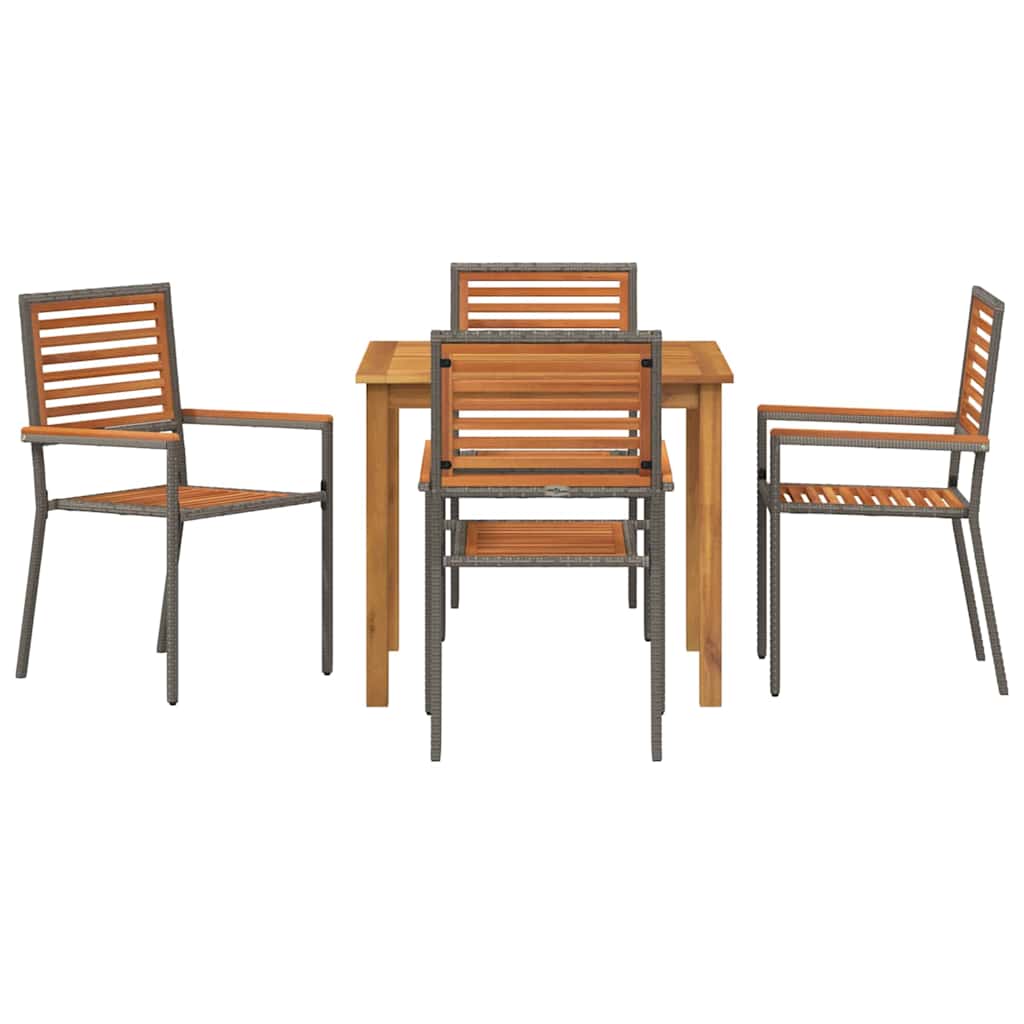 Garden Dining Set 5 pcs Grey Poly rattan