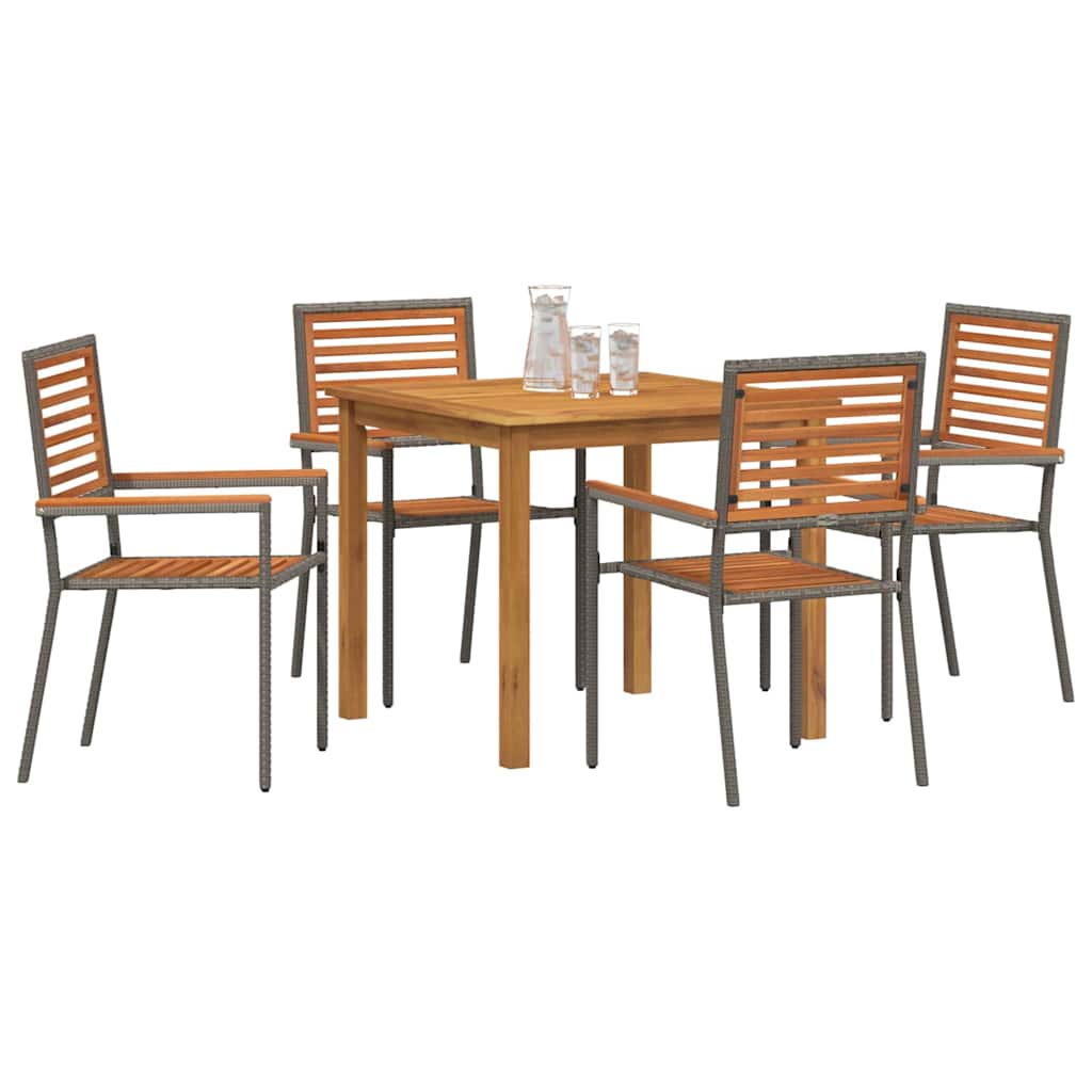 Garden Dining Set 5 pcs Grey Poly rattan