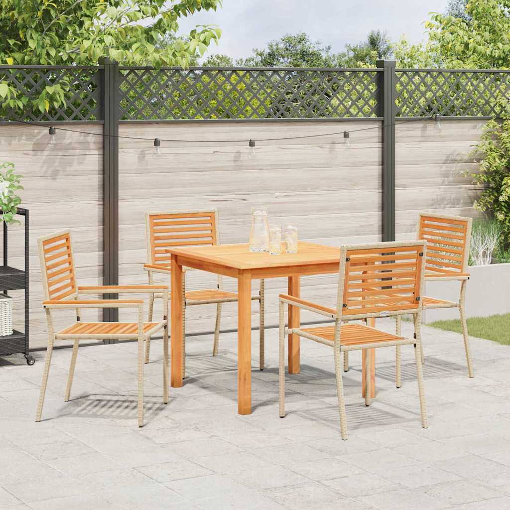 Garden Dining Set 5 pcs Beige Poly rattan