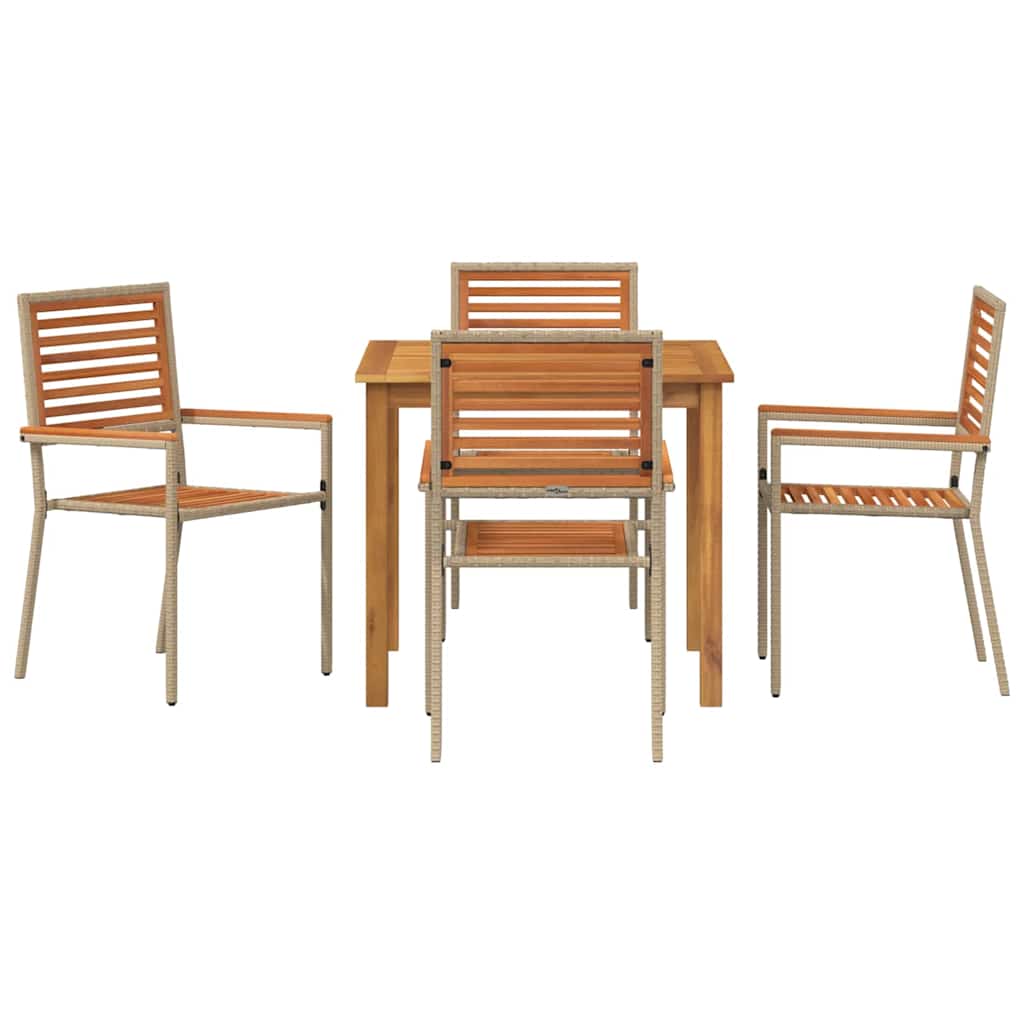 Garden Dining Set 5 pcs Beige Poly rattan
