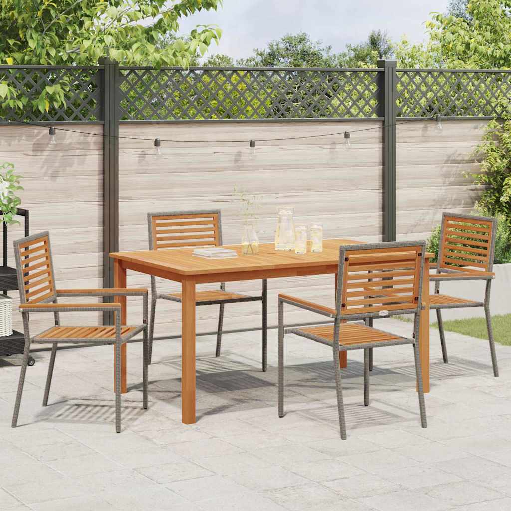 Garden Dining Set 5 pcs Grey Solid Acacia Wood