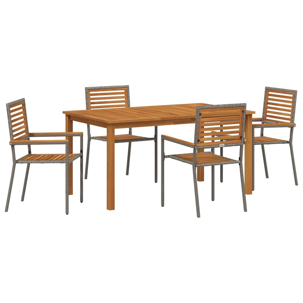 Garden Dining Set 5 pcs Grey Solid Acacia Wood