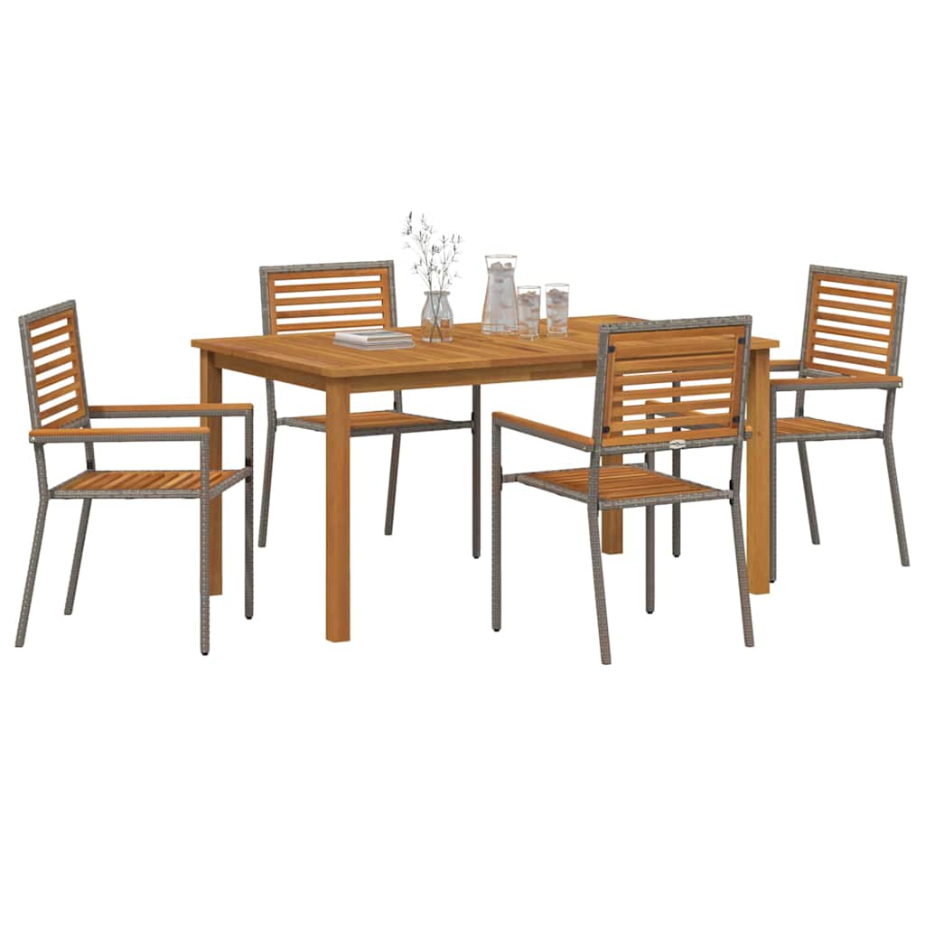 Garden Dining Set 5 pcs Grey Poly rattan