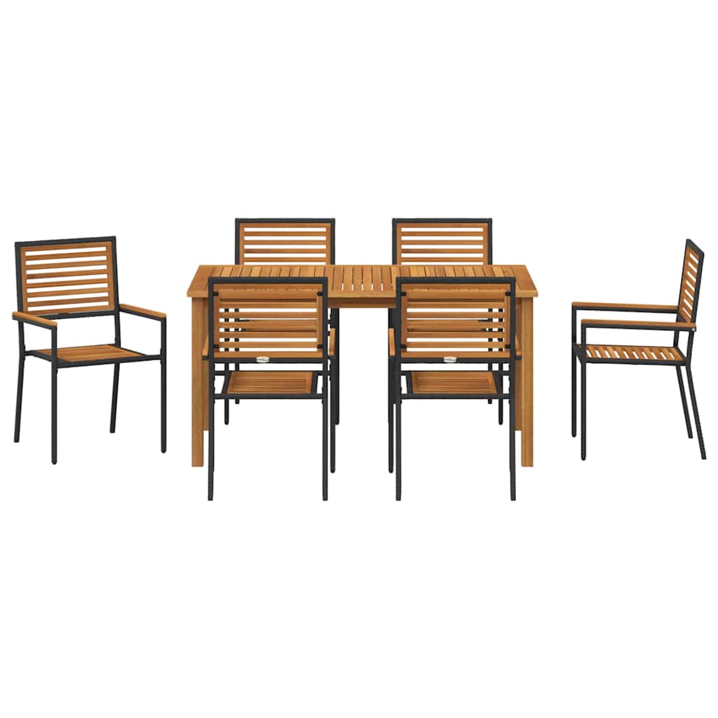 Garden Dining Set 7 pcs Black Poly rattan