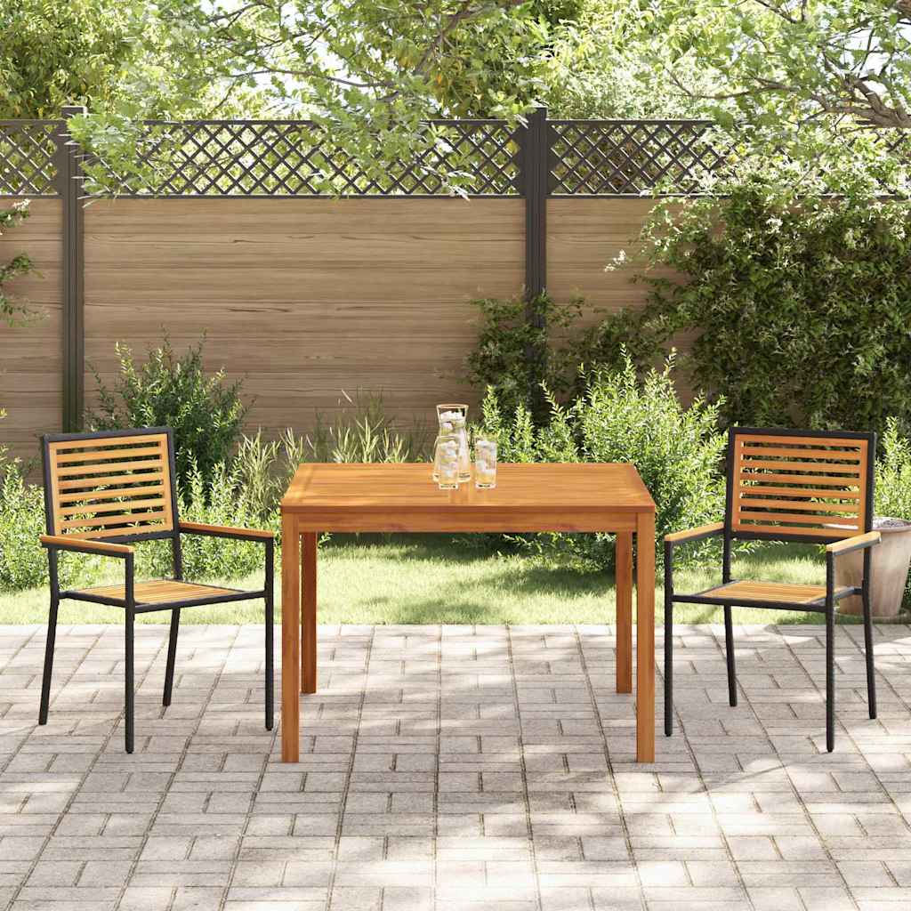 Garden Dining Set 3 pcs Black Poly rattan