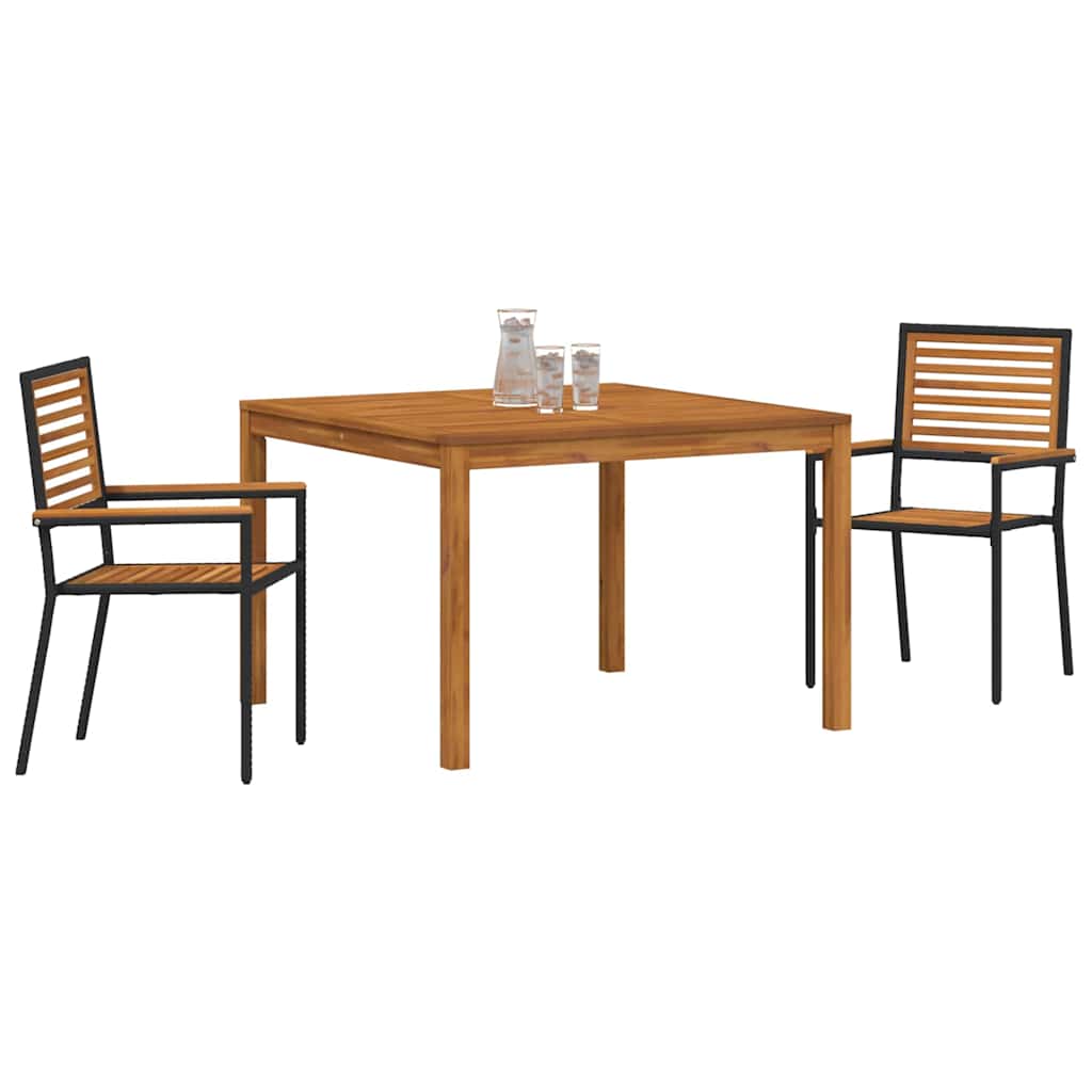 Garden Dining Set 3 pcs Black Poly rattan