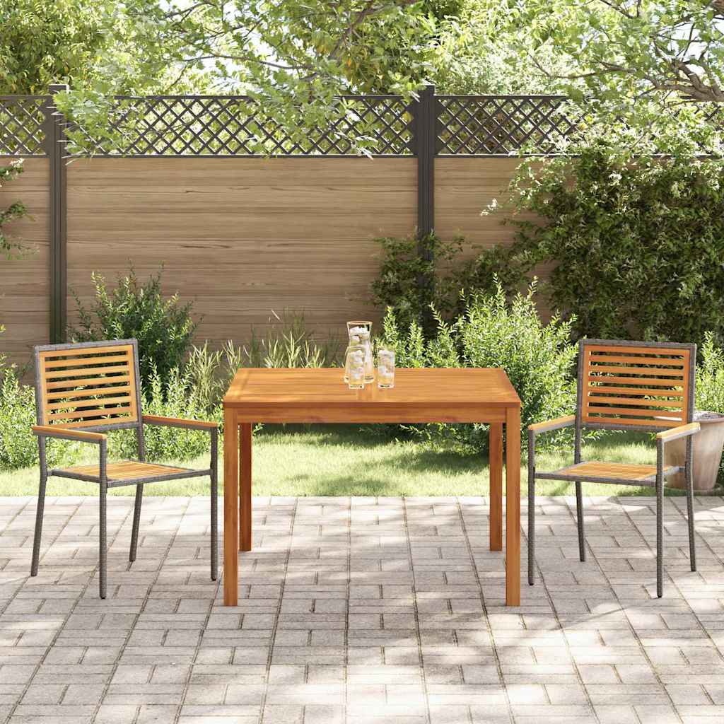 Garden Dining Set 3 pcs Grey Poly rattan