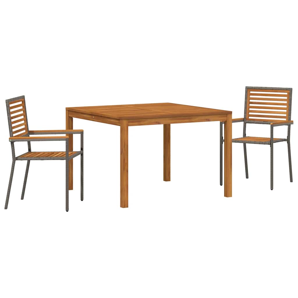 Garden Dining Set 3 pcs Grey Poly rattan