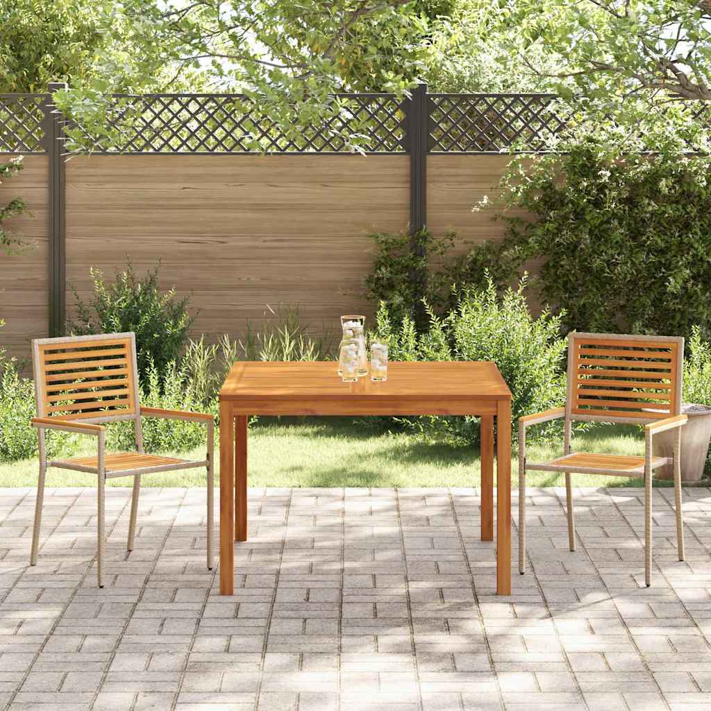 Garden Dining Set 3 pcs Beige Poly rattan