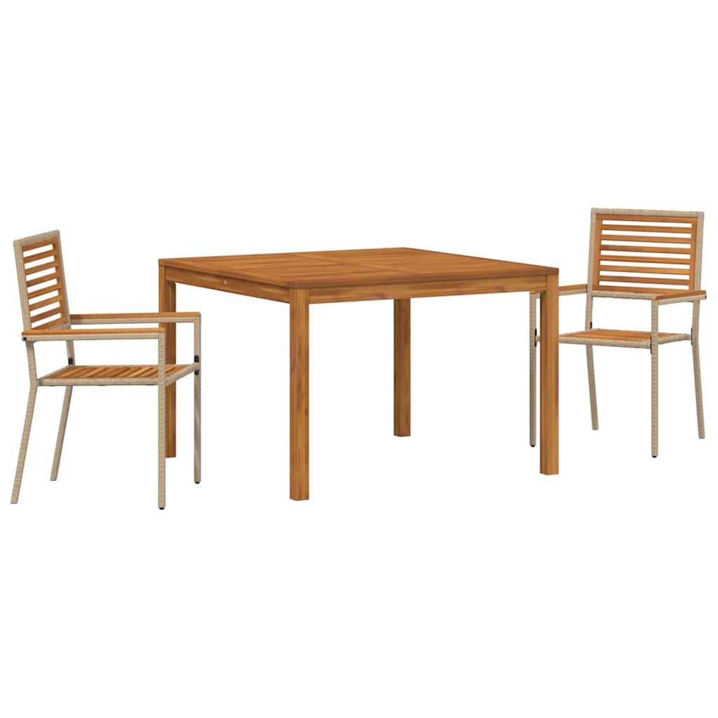 Garden Dining Set 3 pcs Beige Poly rattan