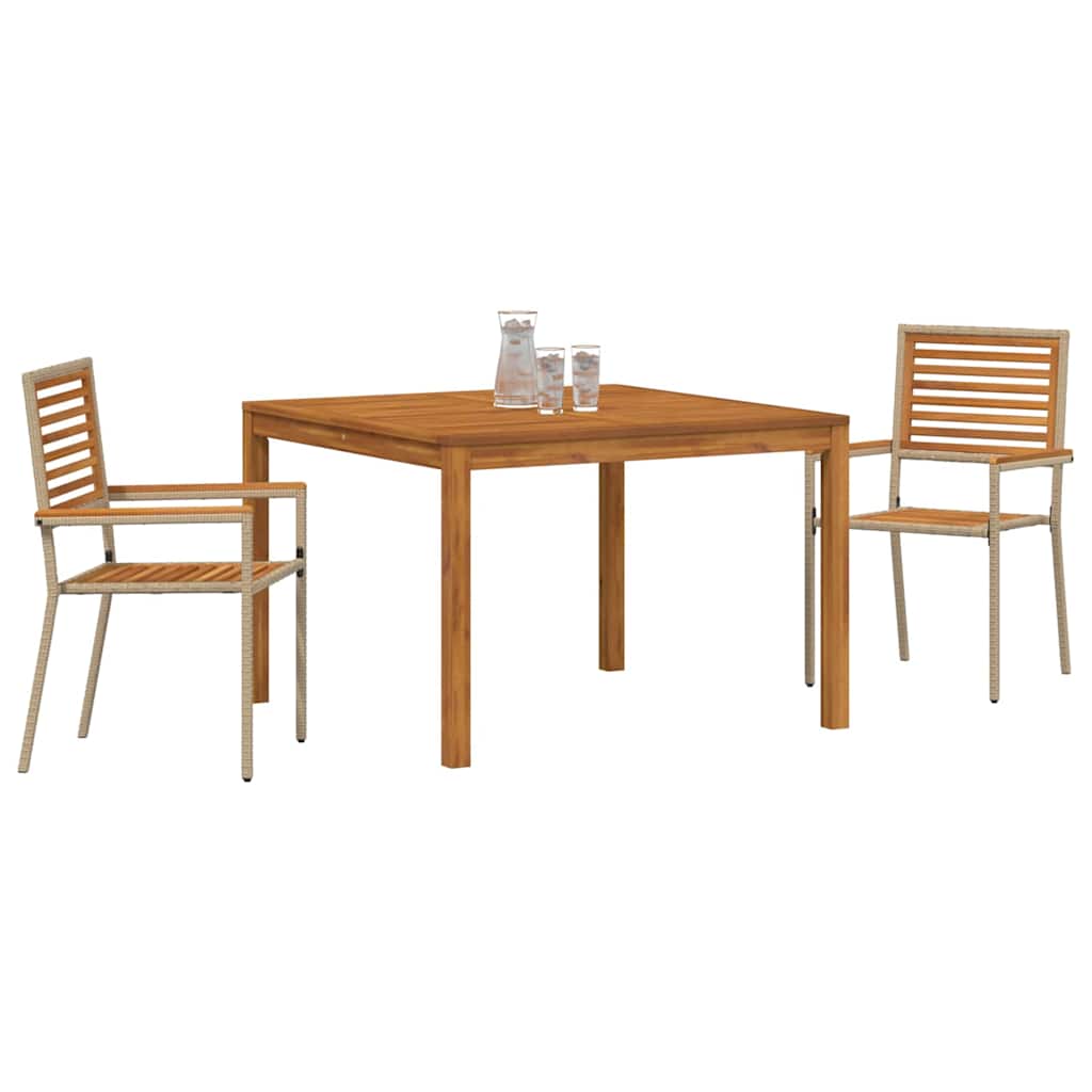 Garden Dining Set 3 pcs Beige Poly rattan
