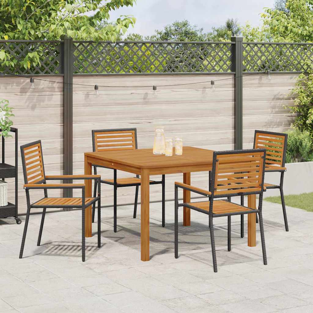 Garden Dining Set 5 pcs Black Poly rattan