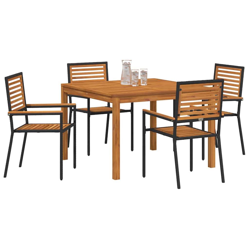 Garden Dining Set 5 pcs Black Poly rattan