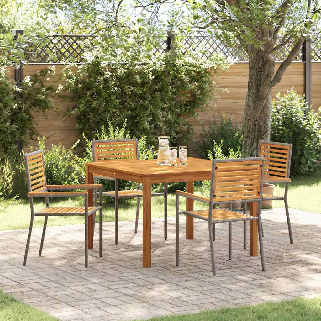 Garden Dining Set 5 pcs Grey Poly rattan