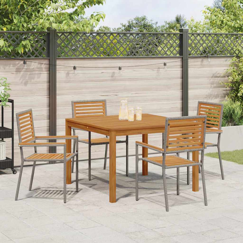 Garden Dining Set 5 pcs Grey Poly rattan