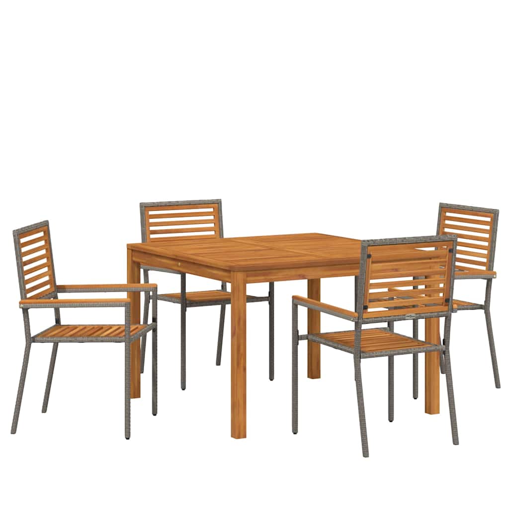 Garden Dining Set 5 pcs Grey Poly rattan