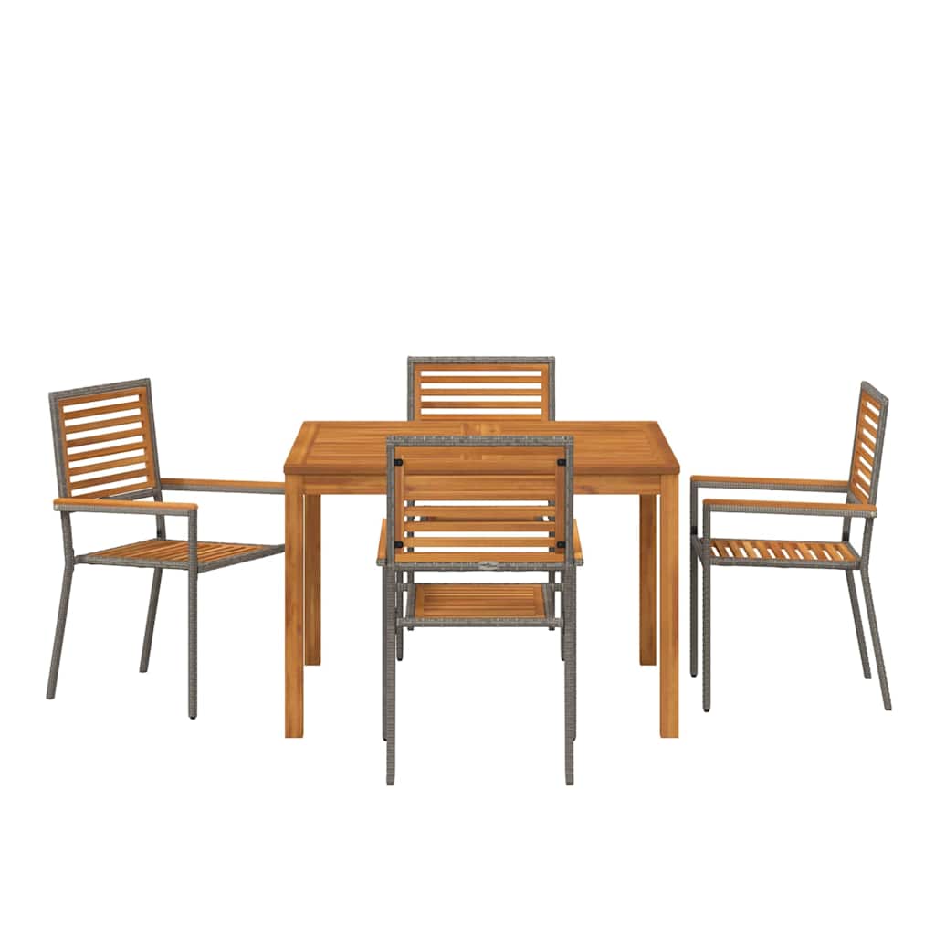 Garden Dining Set 5 pcs Grey Poly rattan