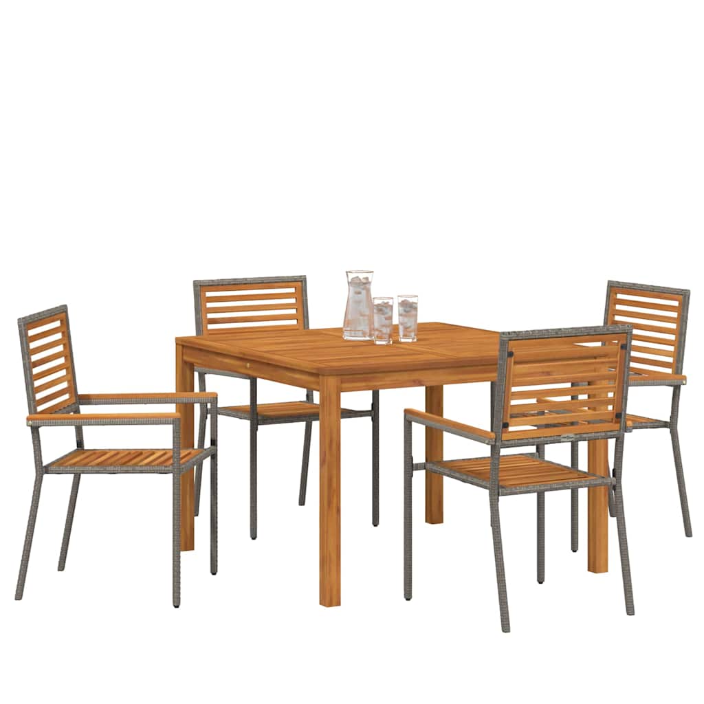 Garden Dining Set 5 pcs Grey Poly rattan