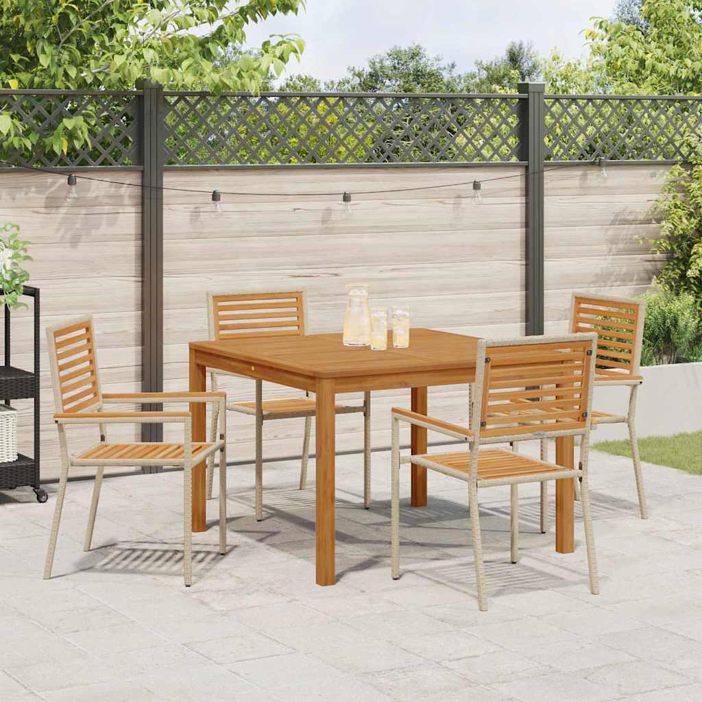 Garden Dining Set 5 pcs Beige Poly rattan