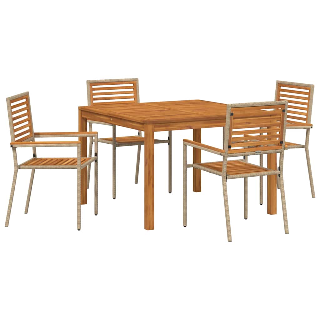 Garden Dining Set 5 pcs Beige Poly rattan