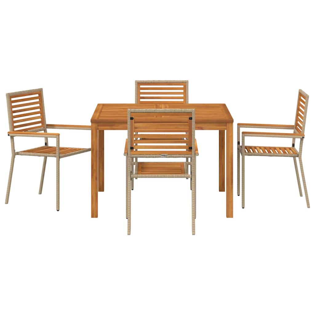 Garden Dining Set 5 pcs Beige Poly rattan
