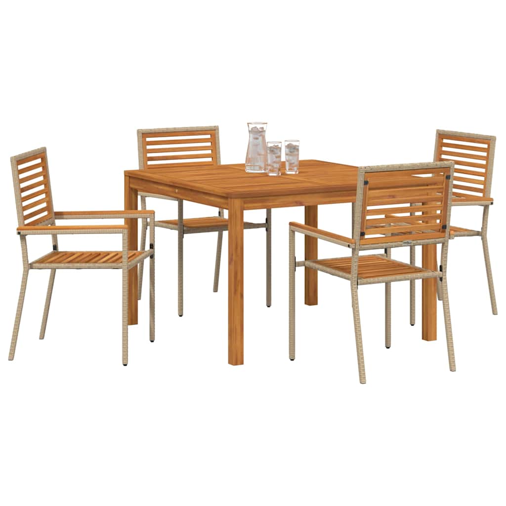 Garden Dining Set 5 pcs Beige Poly rattan