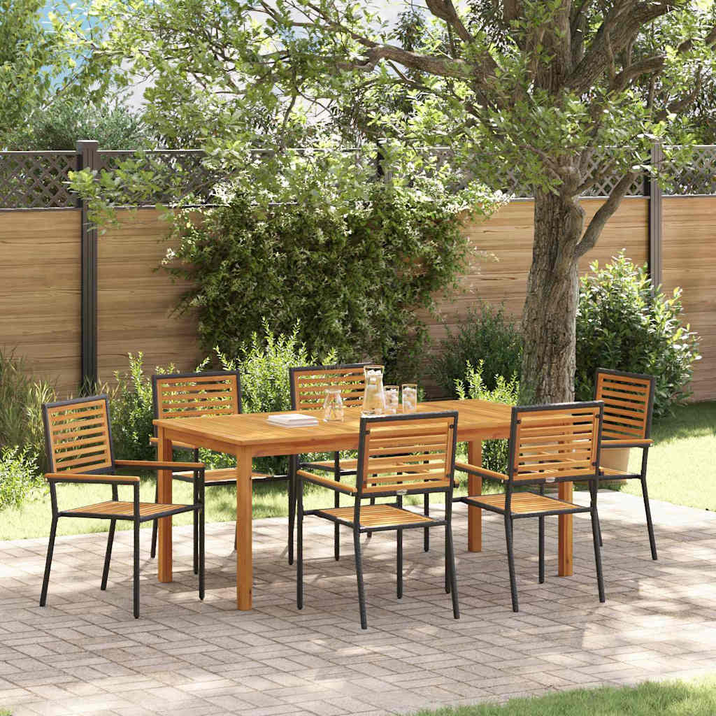 Garden Dining Set 7 pcs Black Poly rattan