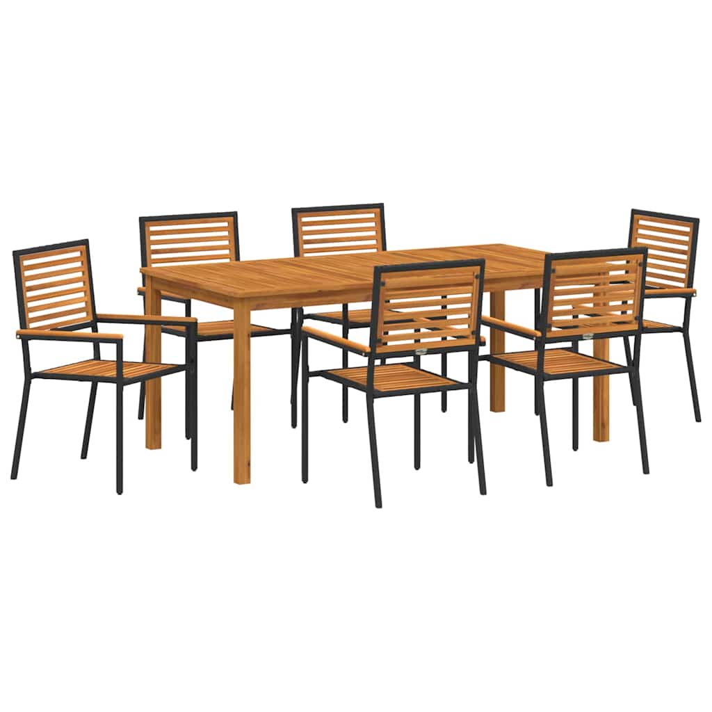 Garden Dining Set 7 pcs Black Poly rattan