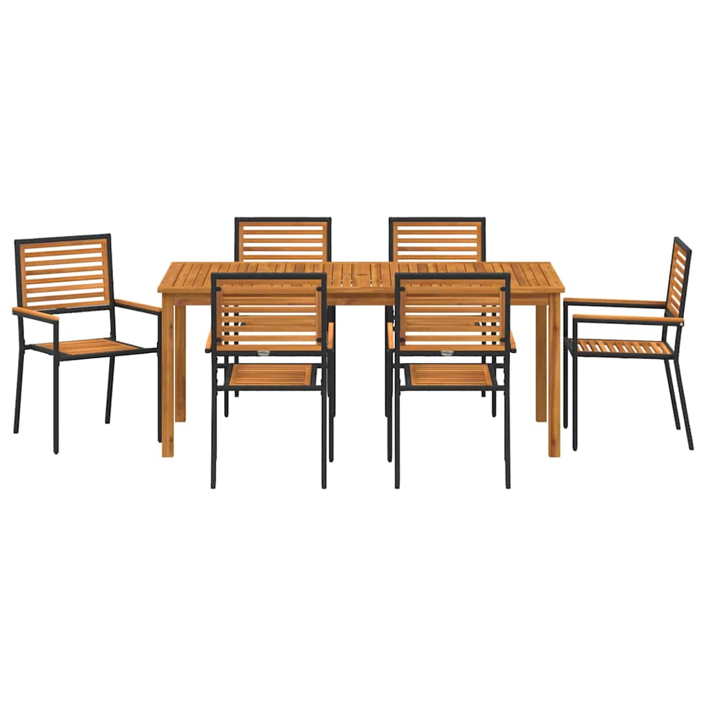 Garden Dining Set 7 pcs Black Poly rattan