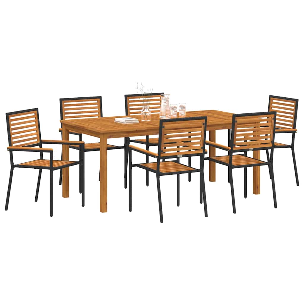 Garden Dining Set 7 pcs Black Poly rattan