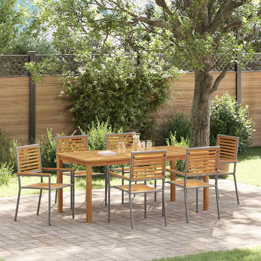 Garden Dining Set 7 pcs Grey Poly rattan