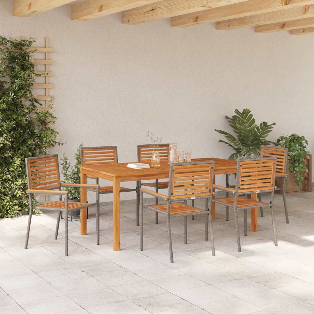 Garden Dining Set 7 pcs Grey Poly rattan