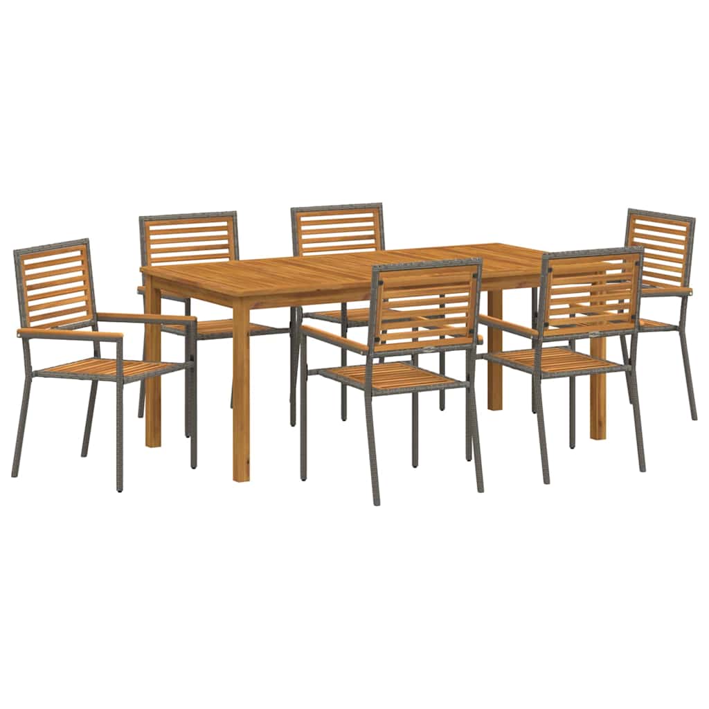 Garden Dining Set 7 pcs Grey Poly rattan