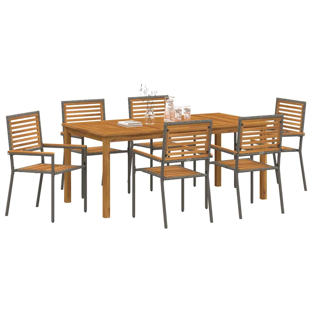 Garden Dining Set 7 pcs Grey Poly rattan