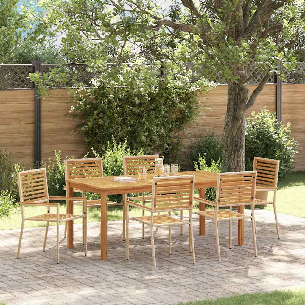Garden Dining Set 7 pcs Beige Poly rattan