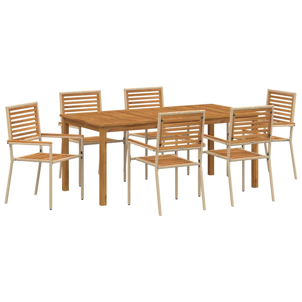Garden Dining Set 7 pcs Beige Poly rattan
