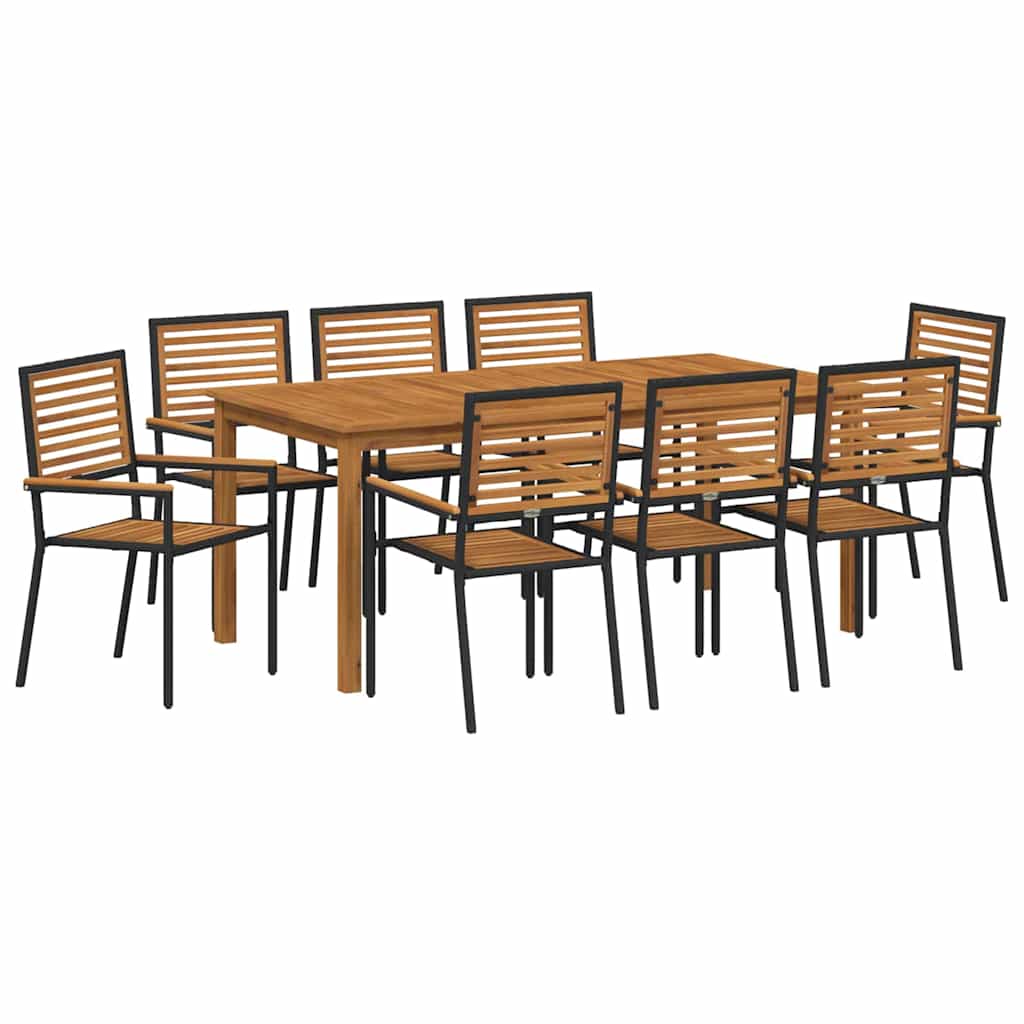 Garden Dining Set 9 pcs Black Poly rattan